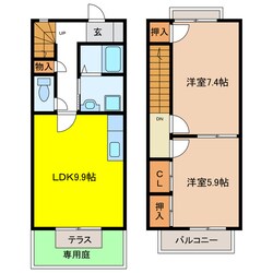 メゾネット慶城Ｂの物件間取画像